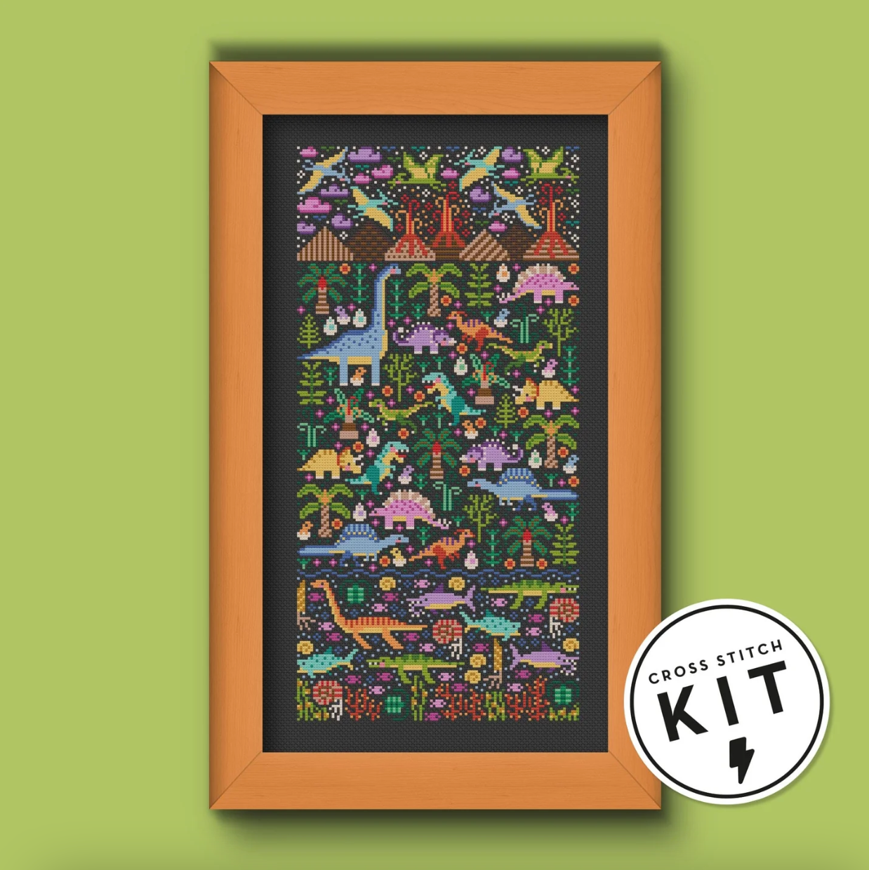 Kit de Punto de Cruz - Jardín de los Dinosaurios
