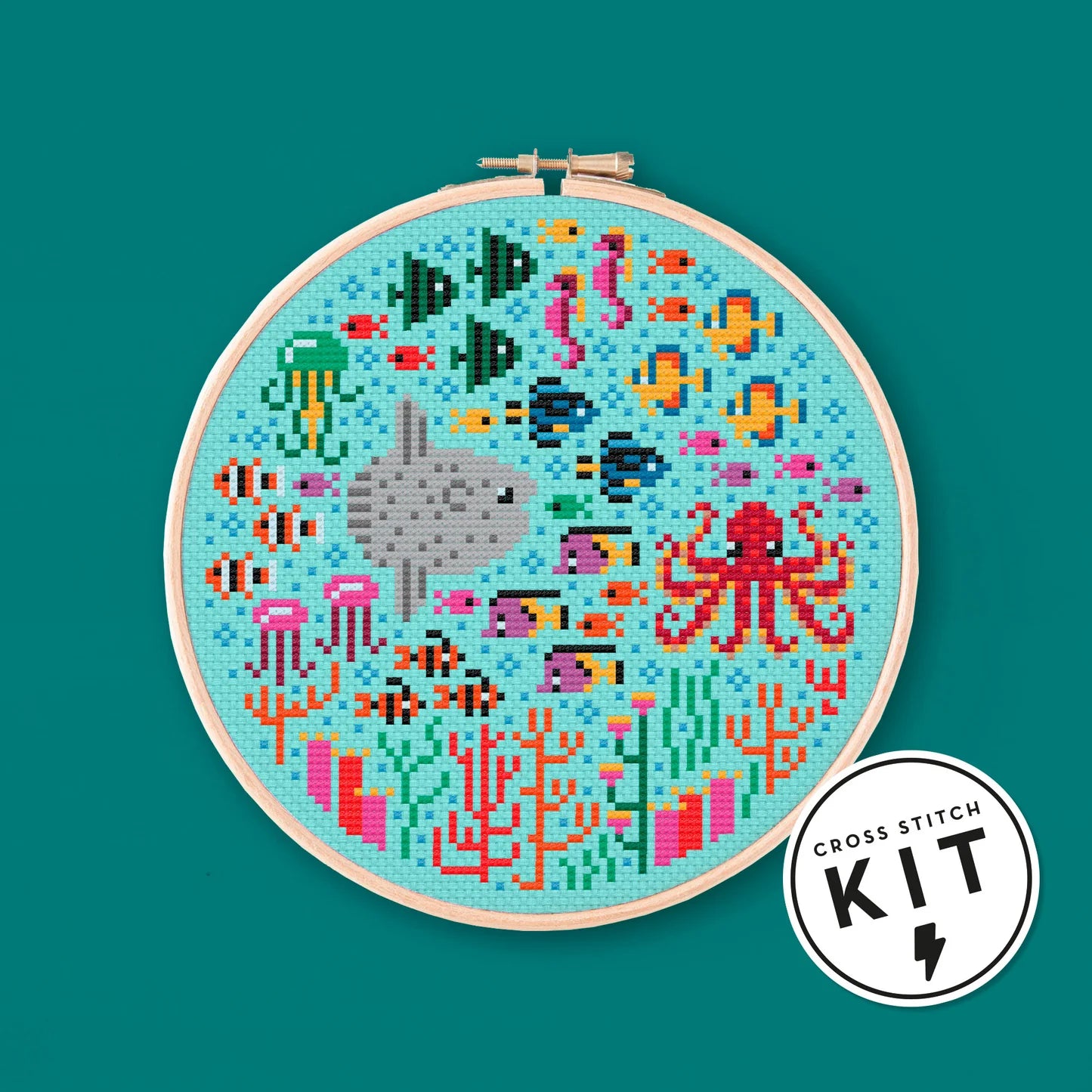 Kit de Punto de Cruz - Mini Bajo del Mar