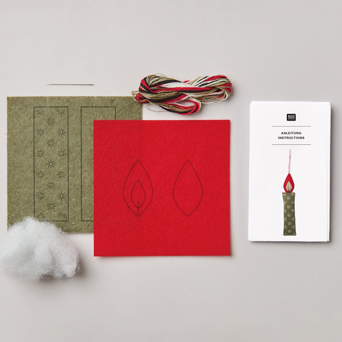 Kit de bordado · Adorno de fieltro Vela de Navidad