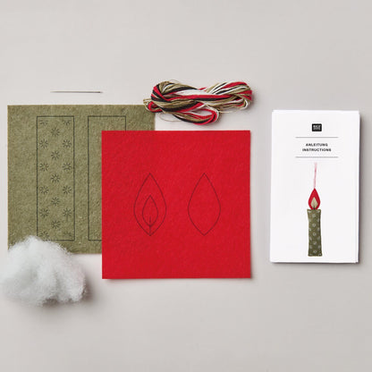 Kit de bordado · Adorno de fieltro Vela de Navidad