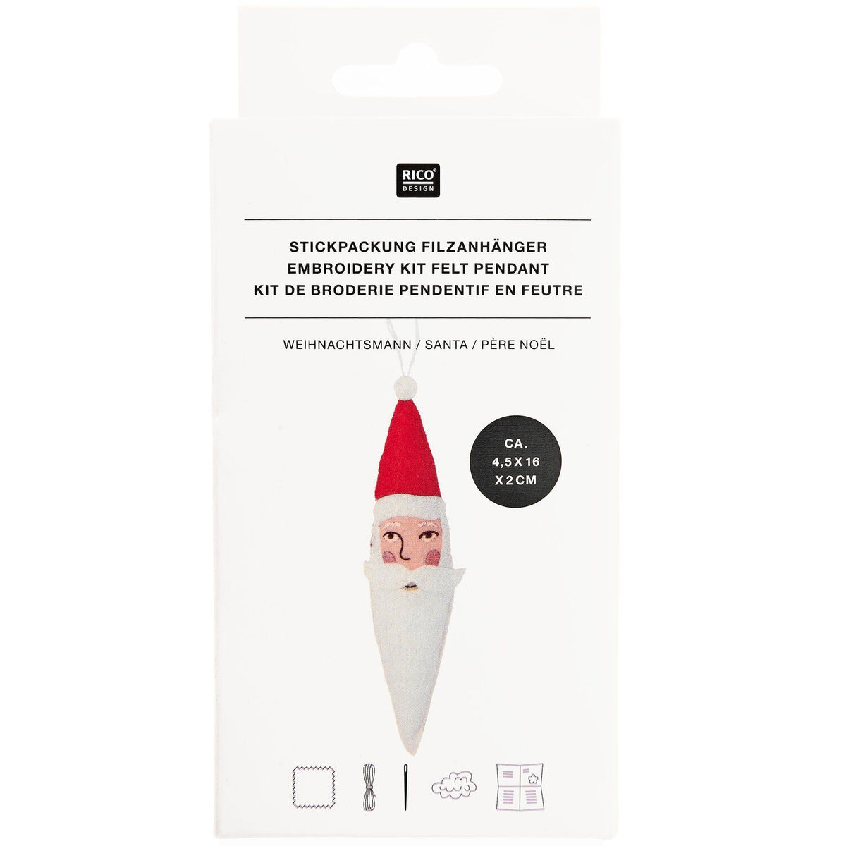 Kit de bordado · Adorno de fieltro Papá Noel