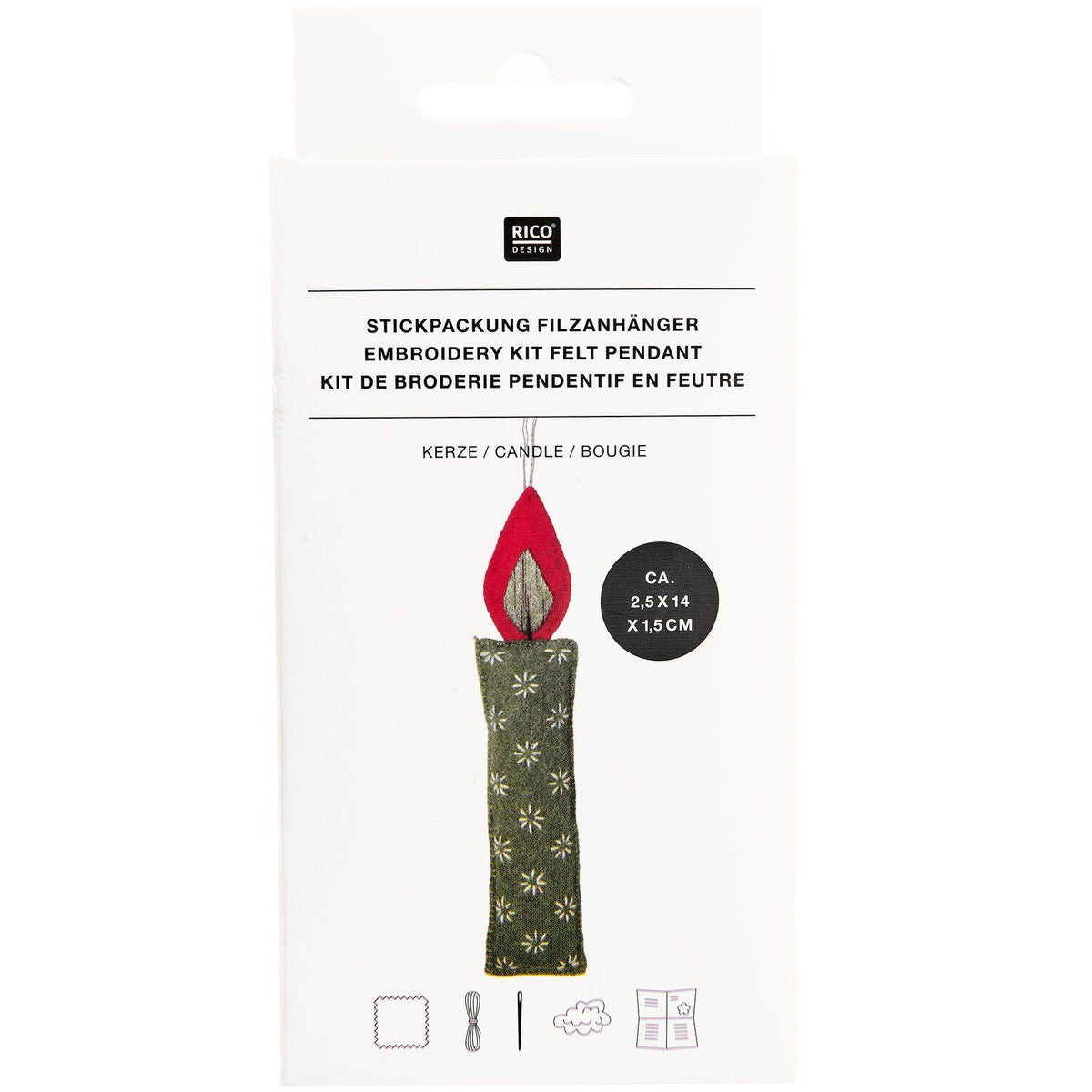 Kit de bordado · Adorno de fieltro Vela de Navidad