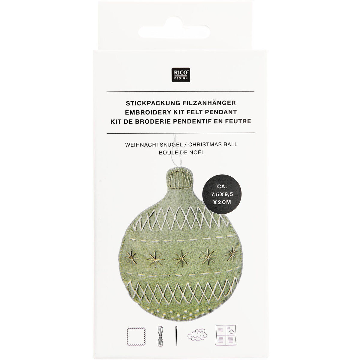 Kit de bordado · Adorno de fieltro Bola de Navidad