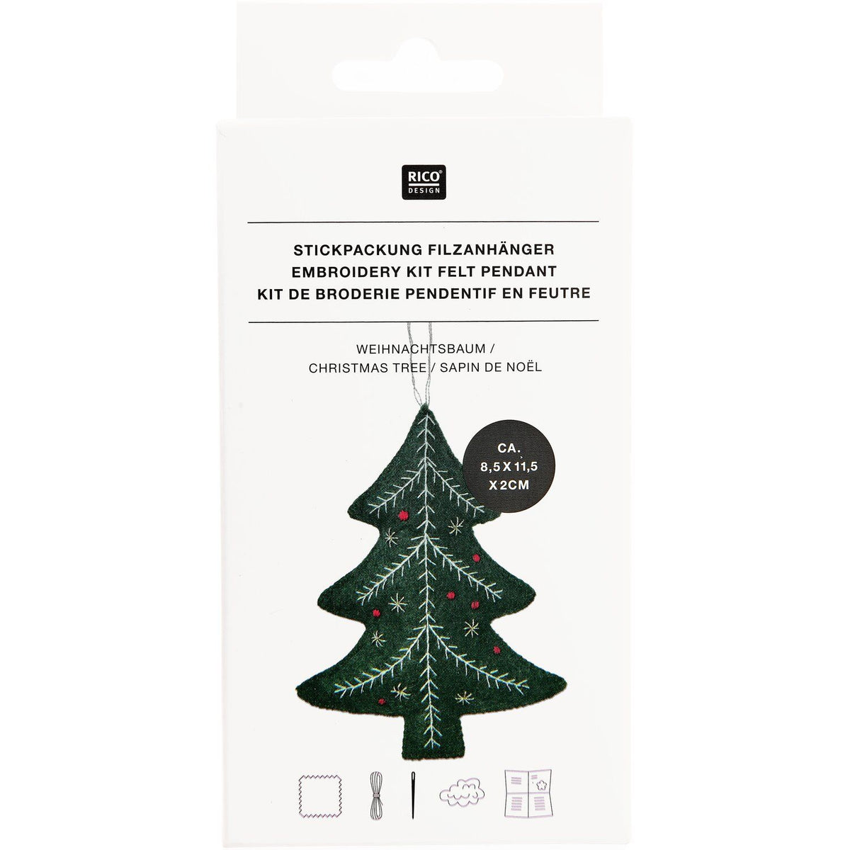 Kit de bordado · Adorno de fieltro Árbol de Navidad