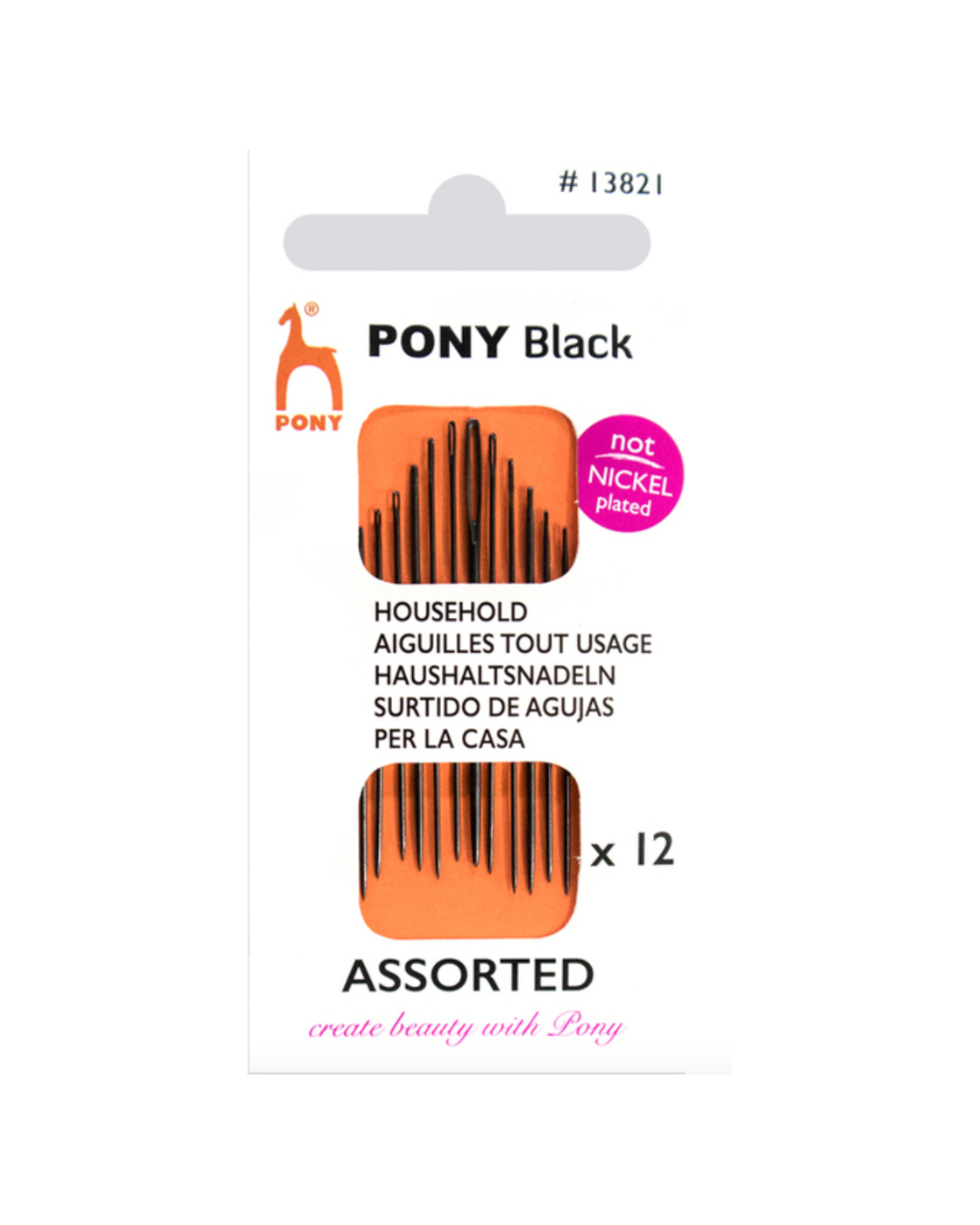 Agujas para el hogar Pony Black, surtidas