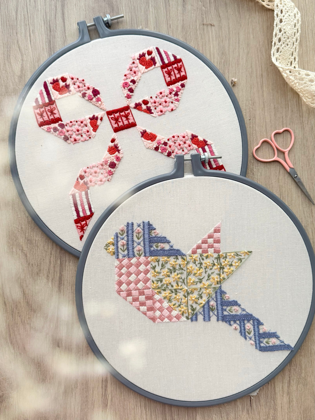 DIY Kit Dúo Patchwork · Pajarito + Lazo