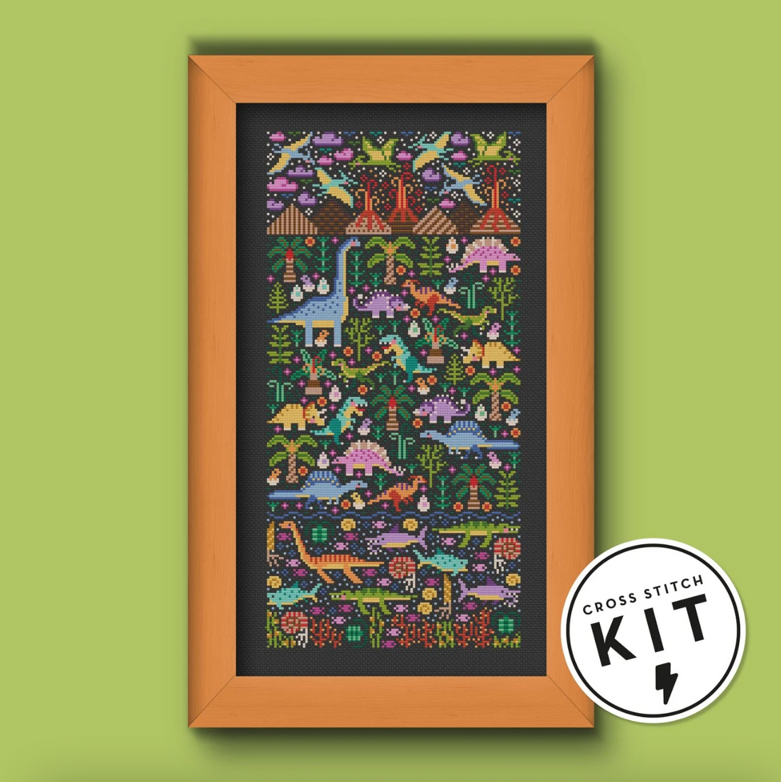 Kit de Punto de Cruz - Jardín de los Dinosaurios