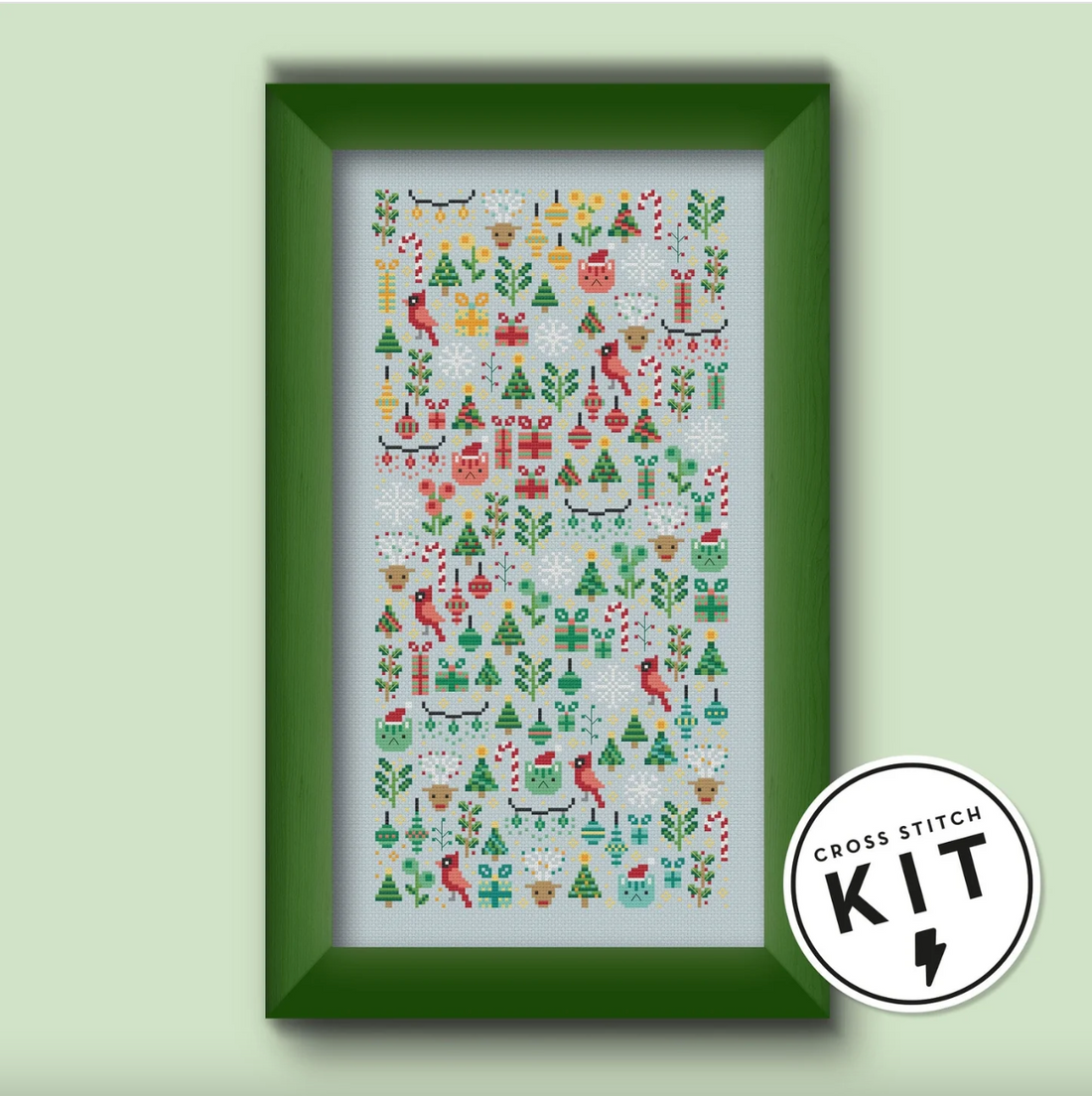 Kit de Punto de Cruz - Jardín navideño grande
