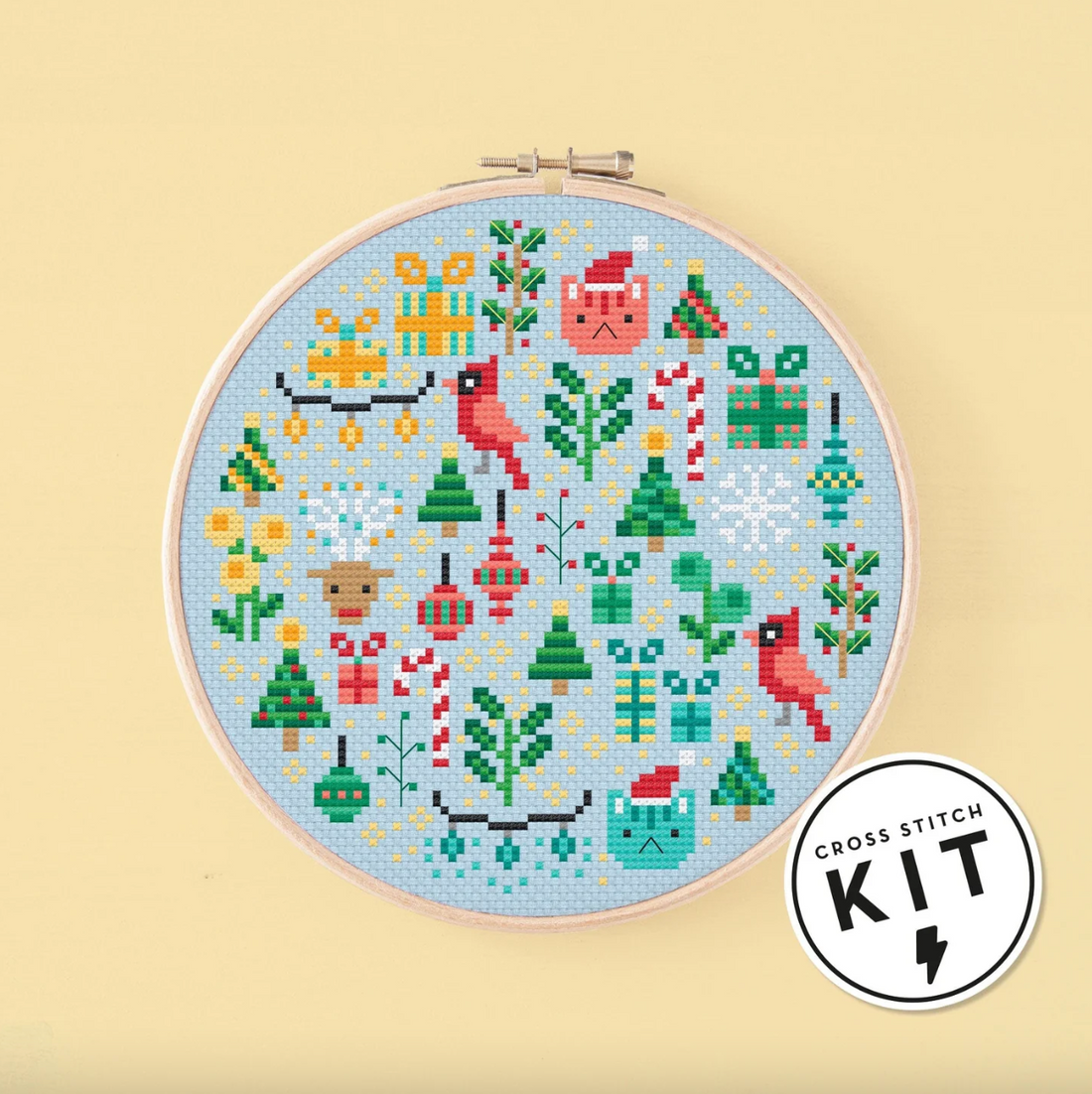 Kit de Punto de Cruz - Jardín navideño