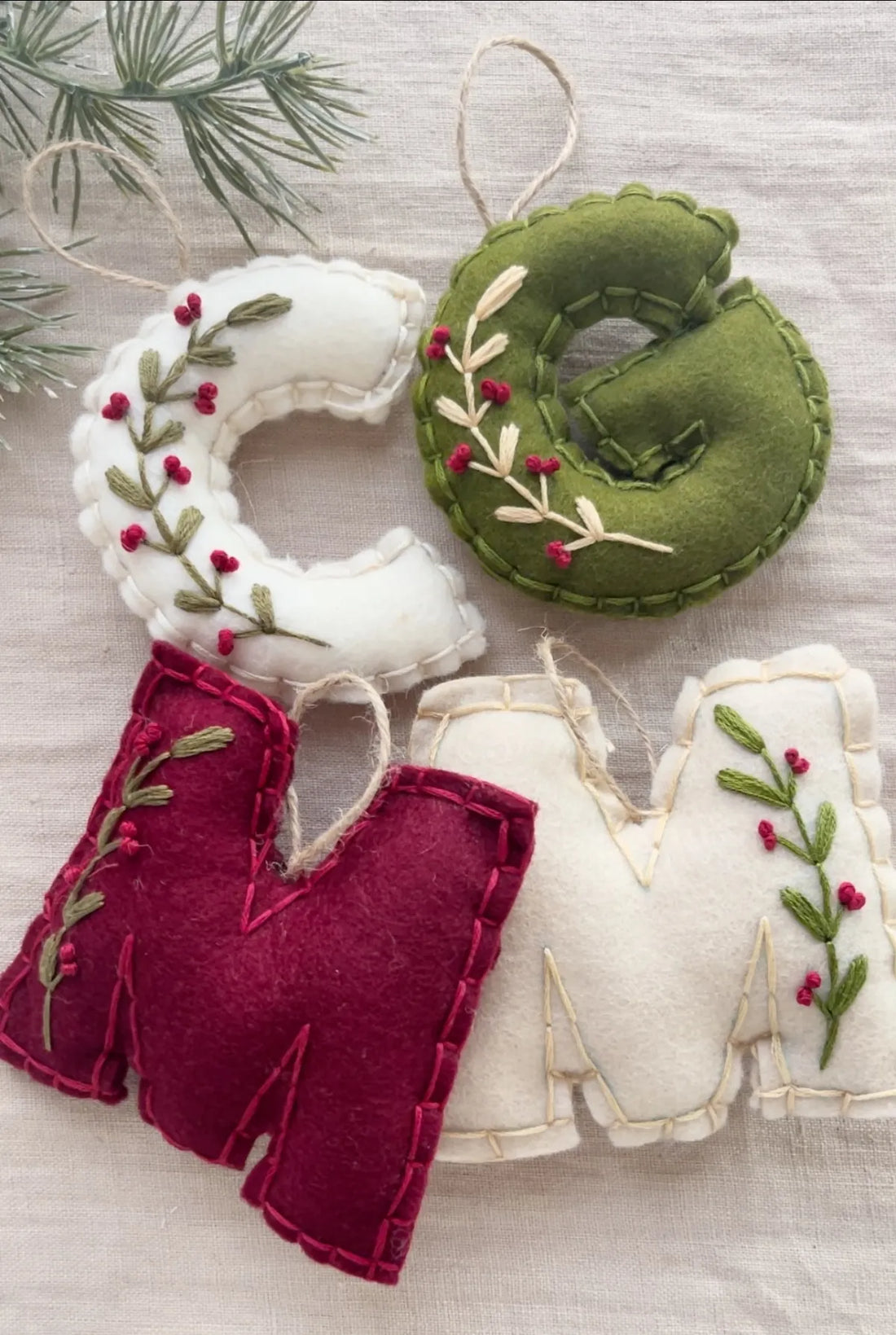 Christmas felt initials